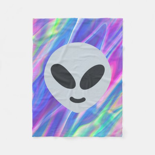 Vaporwave-Alien-Emoji Fleecedecke (Vorderseite)