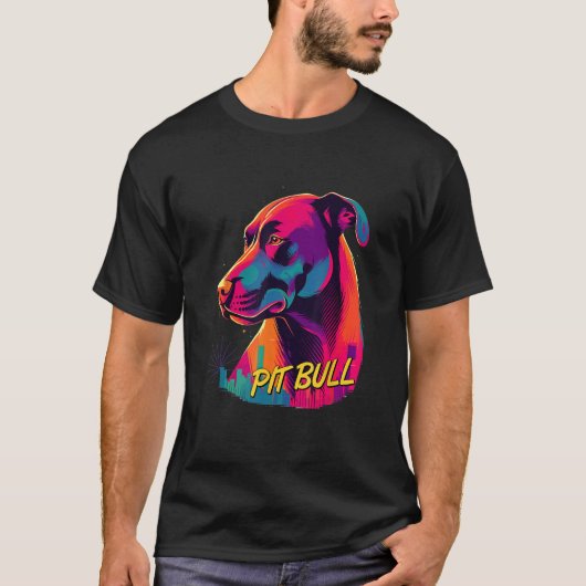 Vaporwave American Pit Bull Terrier Retro Futurist T-Shirt (Vorderseite)