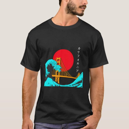 Vaporwave Ästhetik Japan Golden Gate Bridge T-Shirt (Vorderseite)