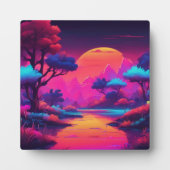 Vaporwave-Ästhetik Lila Bergwald Fotoplatte (Vorderseite)