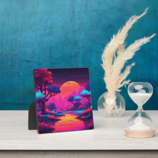 Vaporwave-Ästhetik Lila Bergwald Fotoplatte