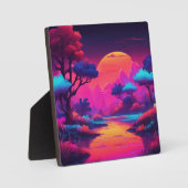 Vaporwave-Ästhetik Lila Bergwald Fotoplatte (Vorderseite)