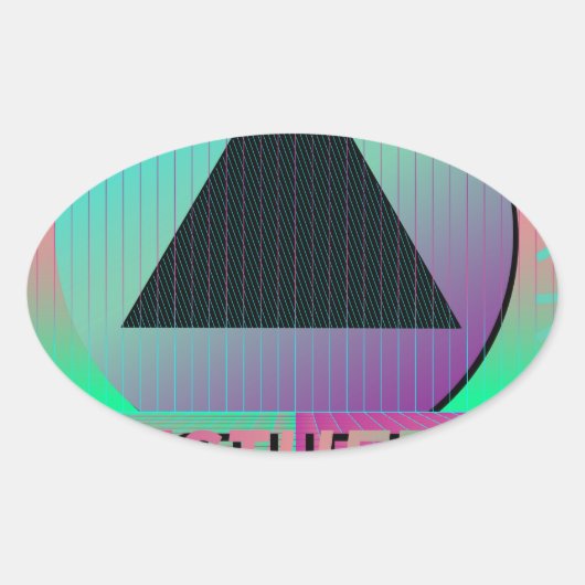 Vaporwave-Ästhetik Ovaler Aufkleber (Vorderseite)