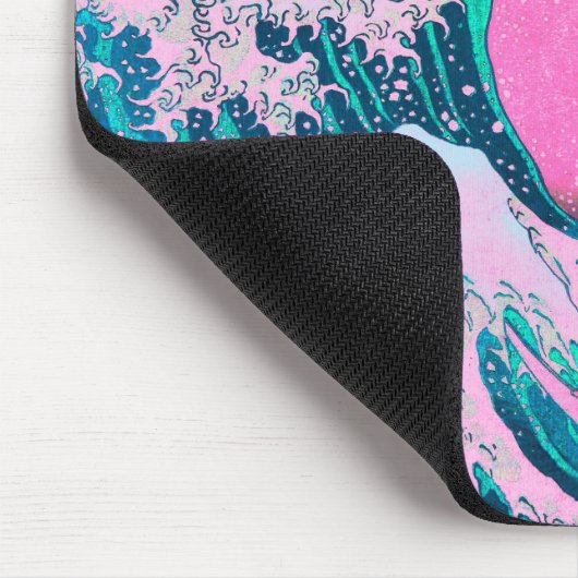 Vaporwave Ästhetische Great Wave Sunset Mousepad (Ecke)