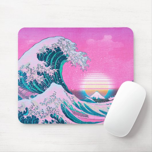 Vaporwave Ästhetische Great Wave Sunset Mousepad (Mit Mouse)