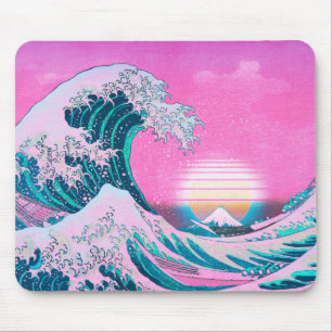 Vaporwave Ästhetische Great Wave Sunset Mousepad