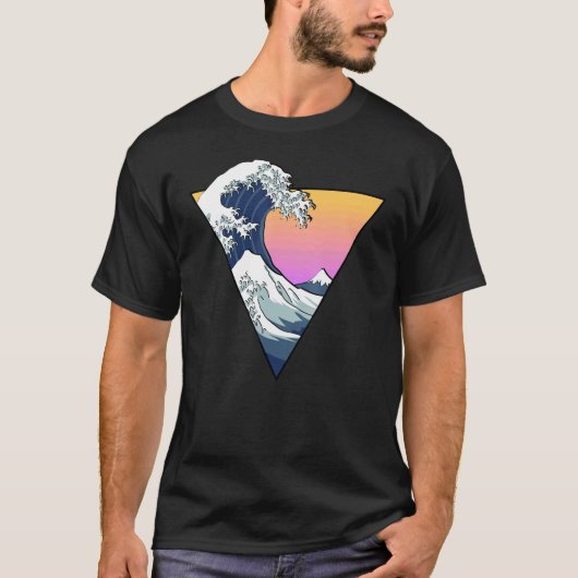 Vaporwave-Ästhetische Große Wave Retro-Dreieck T-Shirt (Vorderseite)