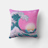 Vaporwave Ästhetische Große Welle Kissen (Rückseite)
