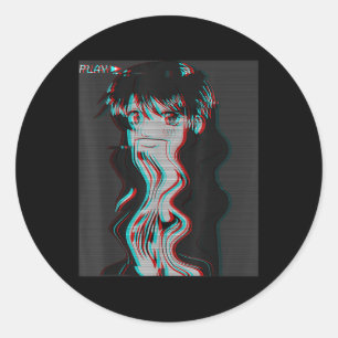 Vaporwave ästhetische Sad Anime Girl Retro Eboy Eg Runder Aufkleber