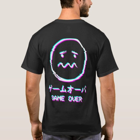 Vaporwave Ästhetische Sad Face Harajuku Japanische T-Shirt (Rückseite)