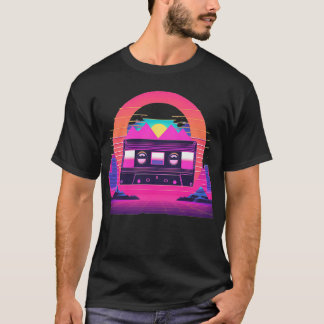 Vaporwave-ästhetisches Design mit Kassettenband T-Shirt