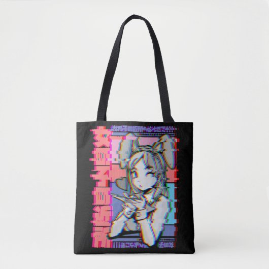 Vaporwave ästhetisches japanisches Retro Anime Gir Tasche (Vorderseite)