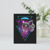 Vaporwave Astronauten Weltraum Art Monkey Banane Postkarte (Stehend Vorderseite)