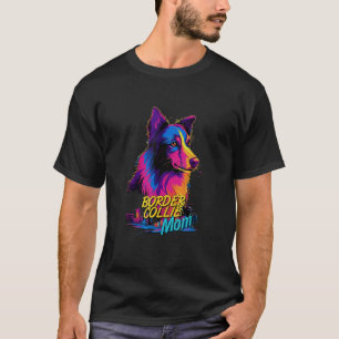 Vaporwave Border Collie Mama Futuristische Border T-Shirt