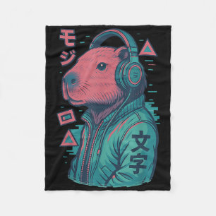 Vaporwave Capybara Japanisch Art Anime Manga Ukiyo Fleecedecke