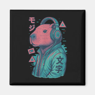 Vaporwave Capybara Japanisch Art Anime Manga Ukiyo Magnet