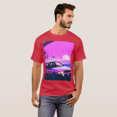 Vaporwave Car Synthwave Sunset girl retro funny T-Shirt (Vorne ganz)