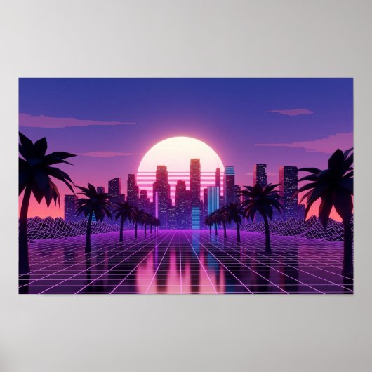 Vaporwave Cityscape Poster (Vorne)