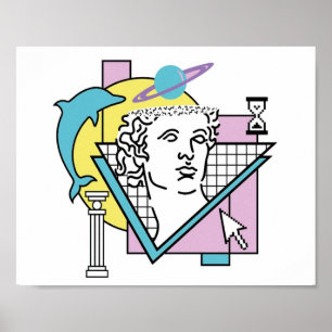 Vaporwave Clean Cartoon Ästhetik Poster