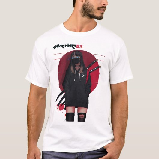 Vaporwave Cyberpunk Samurai Cool Girl  T-Shirt (Vorderseite)