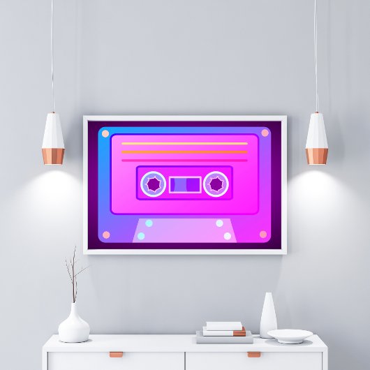 Vaporwave Dark Lila Y2k 90s Audio Cassette Poster