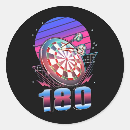 Vaporwave Dart Throwing Dartboard 180 Darts Runder Aufkleber (Vorderseite)
