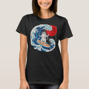 Vaporwave Der japanische Neko Great Cat Wave Sushi T-Shirt