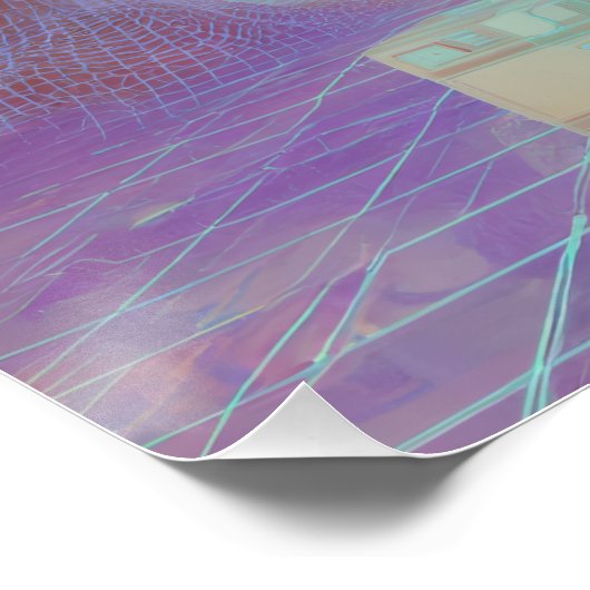 Vaporwave Dream Forest with Floating Windows Poster (Ecke)