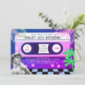 Vaporwave Future Funk Cassette Tape Geburtstag Einladung (Stehend Vorderseite)