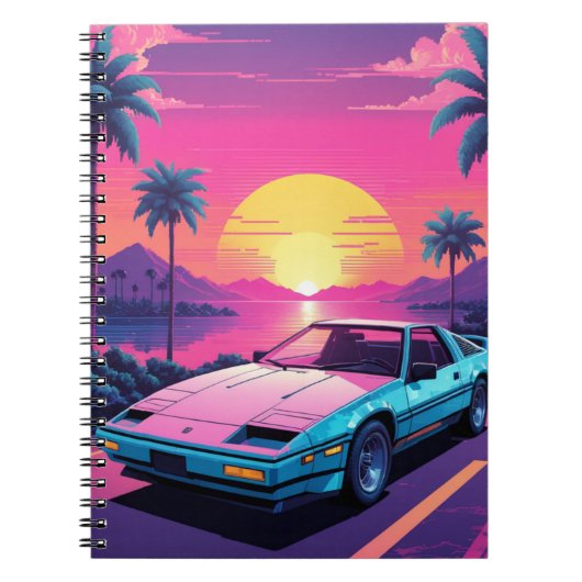 Vaporwave Futuristic Retro Sports Car Notebook Notizblock (Vorderseite)