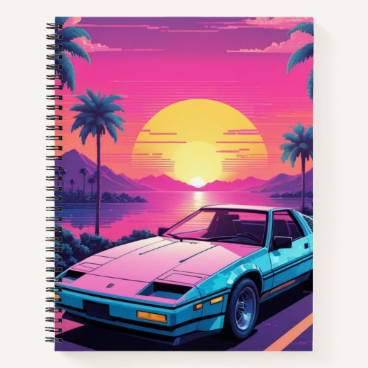 Vaporwave Futuristic Retro Sports Car Notebook Notizblock (Vorderseite)