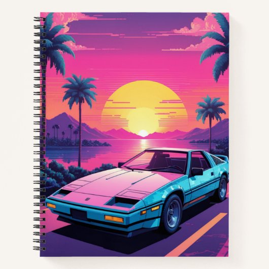 Vaporwave Futuristic Retro Sports Car Notebook Notizblock (Vorderseite)