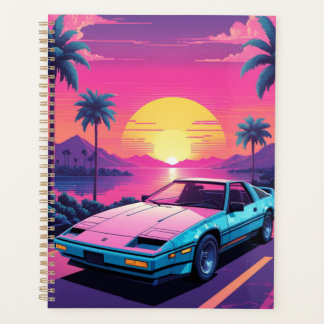 Vaporwave Futuristic Retro Sports Car Planner Planer