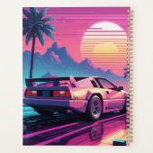 Vaporwave Futuristic Retro Sports Car Planner Planer (Rückseite)