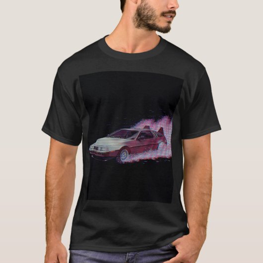 Vaporwave Glitch Car Tee - 80s Ride (Vorderseite)