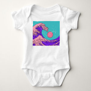 Vaporwave Great Wave: Stilvolle Ocean Art Baby Strampler