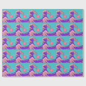 Vaporwave Great Wave: Stilvolle Ocean Art Geschenkpapier (Flach)