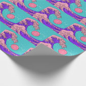 Vaporwave Great Wave: Stilvolle Ocean Art Geschenkpapier (Ecke)