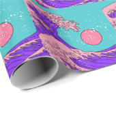 Vaporwave Great Wave: Stilvolle Ocean Art Geschenkpapier (Rolleneckpunkt)