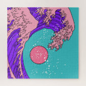 Vaporwave Great Wave: Stilvolle Ocean Art Puzzle (Horizontal)