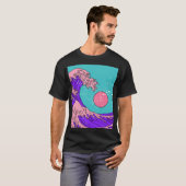 Vaporwave Great Wave: Stilvolle Ocean Art T-Shirt (Vorne ganz)