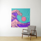 Vaporwave Great Wave: Stilvolle Ocean Art Wandteppich (Beispiel)
