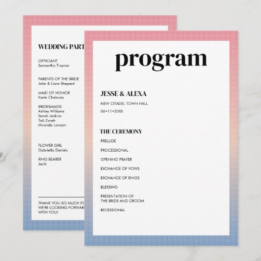 Vaporwave-Hochzeitsprogramm Programm (Vorne/Hinten)