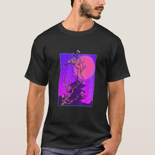Vaporwave Japanese Cherry Blossom Japan Sakura Flo T-Shirt (Vorderseite)
