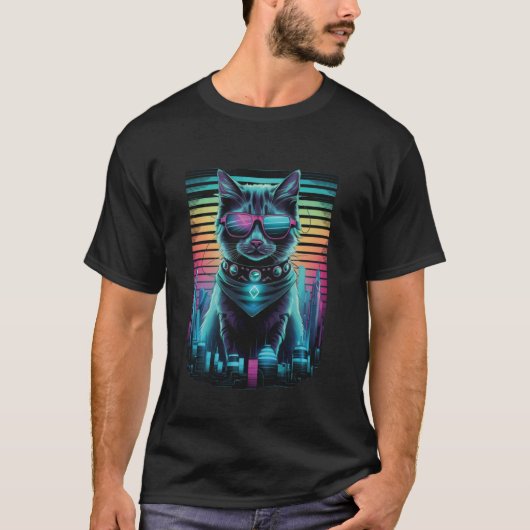 Vaporwave-Katzenkatze, ästhetisch T-Shirt (Vorderseite)