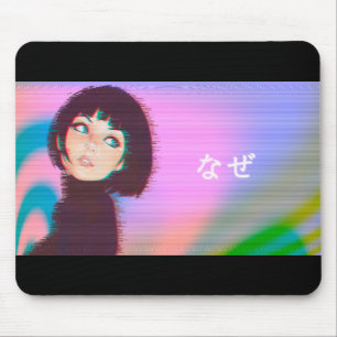 Vaporwave Kawaii Dampfwelle Japanisches Mädchen Mousepad