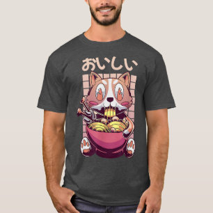 Vaporwave Kawaii Ramen Dog - Otaku Anime Manga T-Shirt
