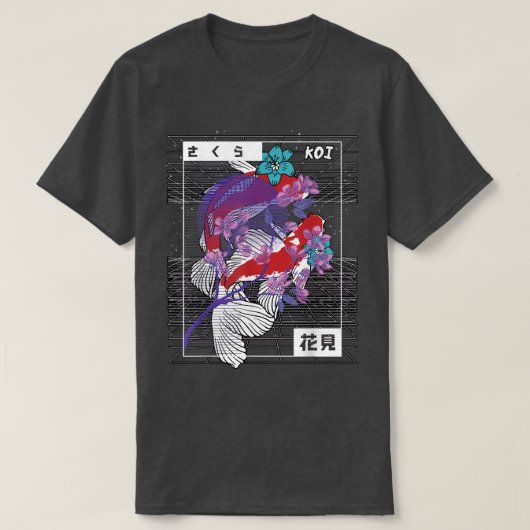 Vaporwave Koi Fisch Japan Sakura Karpfenzucht1344 T-Shirt (Design vorne)
