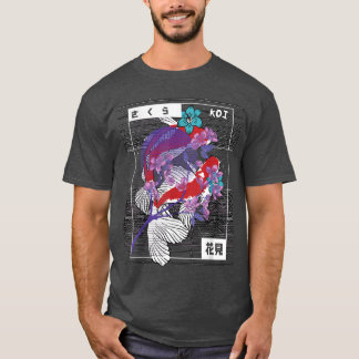 Vaporwave Koi Fisch Japan Sakura Karpfenzucht1344 T-Shirt