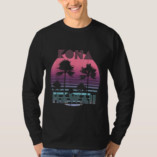 Vaporwave Kona Hawaii Sunset Sun Surf Throwback Re T-Shirt (Vorderseite)